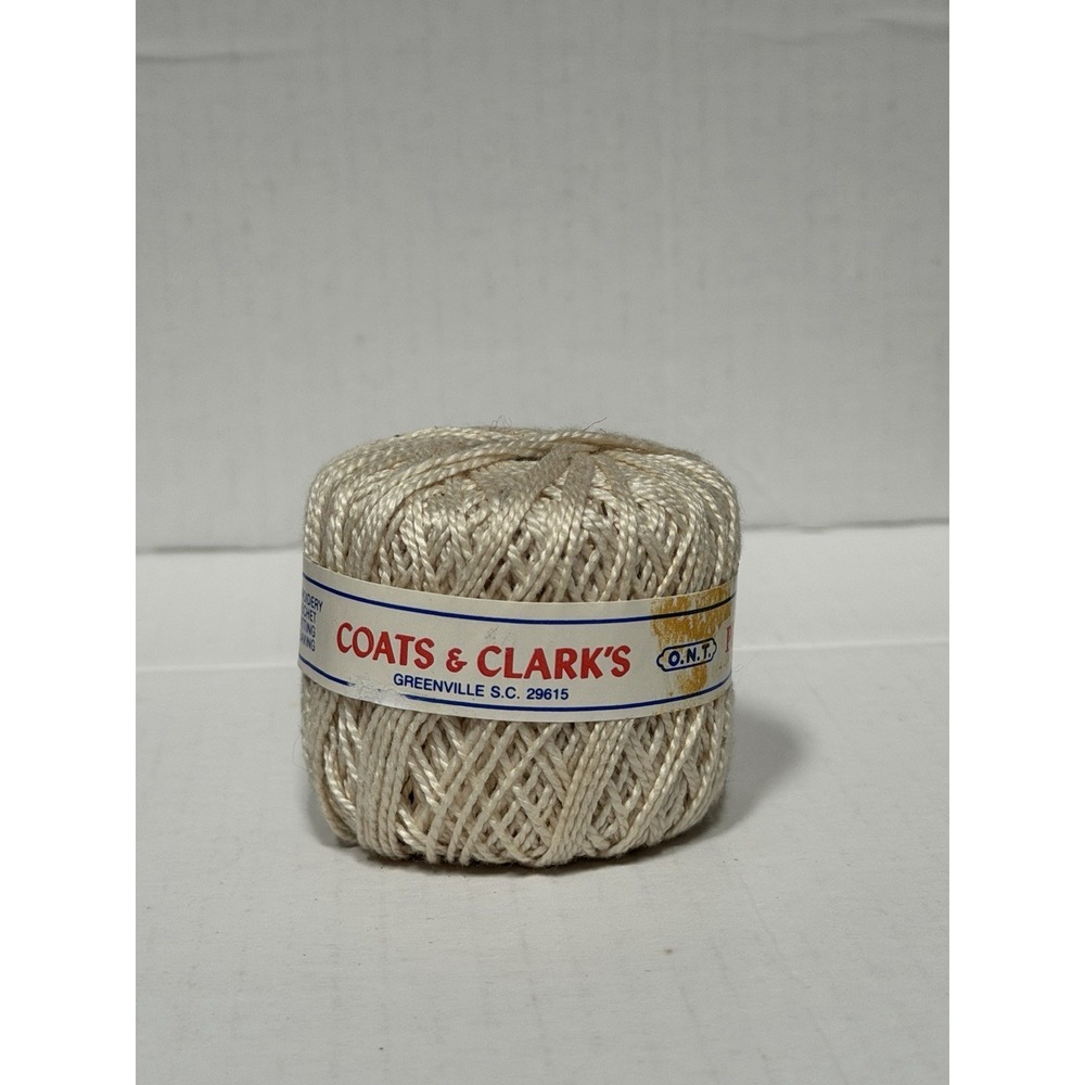Vintage Coats & Clark's Pearl Cotton Thread Size 5 Ecru 50 Yards Crochet Knit